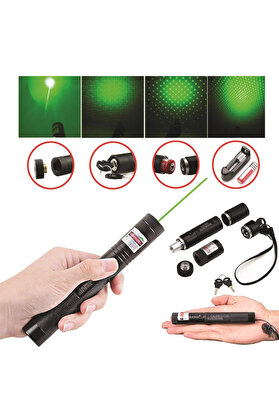 Go İthalat Şarjlı Yeşi̇l Lazer Yakıcı Poi̇nter 15 Km Lazer 1000 Mv (4457)