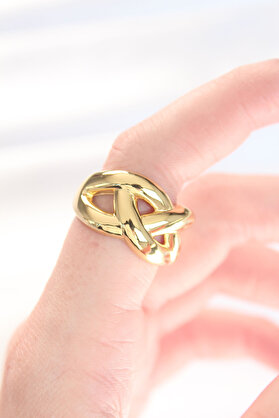 Evi̇mdeyokyok Düğüm Model Gold Renk Ayarlanabi̇li̇r Yüzük Tj-Byk3126