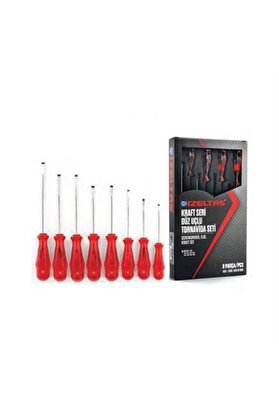 İzeltaş 8 Parça Düz Kraft Tornavida Takımı (4100 00 8108)