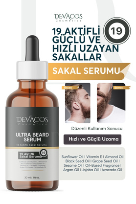 DEVACOS 19 Aktif Li Sakal Ve Köselik Sorunu Için Yeni Sakal Oluşumu Destekler Sakal Serumu Kaş Bıyık Serumu1