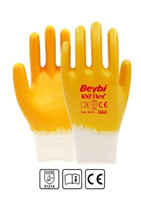 Beybi Kn2 Flex Plus Pamuk Astarlı Nitril Eldiven Inşaat Ve Bahçe Eldiveni