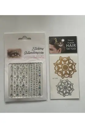Ai̇rbrush Tattoo Face Gems Yapışkanlı Yüz Taşı Ve Saç Dövmesi̇ Aksesuar Seti̇