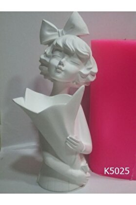 Kalıpcınızburada Fi̇yonklu Kız  Vazo  Si̇li̇kon Kalıp - K5025