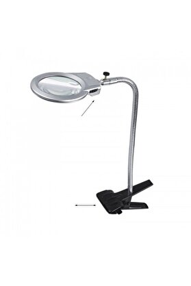 evimdeyokyok 2.5x90 Mm 5x24 Mm Büyüteç Mandallı Metal Hortumlu Masa Üstü Büyüteç Tdrtr