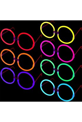 evimdeyokyok Glow Stick Yuvarlak Gözlük - Glow Partisi Gözlükleri - Glow Stick Gözlük 12 Adet Tdrtr