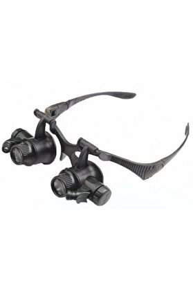 evimdeyokyok Gözlük Modeli 10x 15x 20x 25x Lens 2 Led Işıklı Büyüteç Tdrtr
