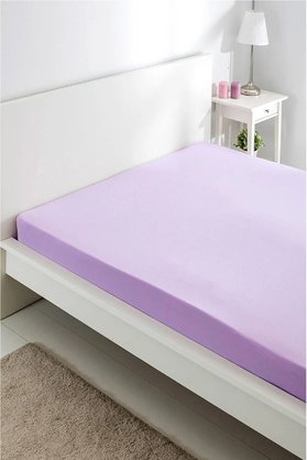Evony Altın Karma Jersey Penye Pamuklu 100X200 Cm Tek Kişilik Lastikli Çarşaf Lila