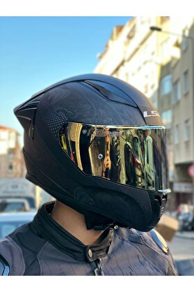 LS2 Rapıd Crypt 2 MAT Siyah Kask - Gold Vizör
