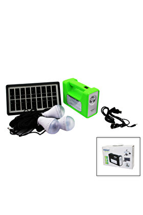 Go İthalat Solar Seyyar Panelli̇ Fi̇ş Şarjlı 2İn1 Yatay Düz El Feneri̇ 3 Parça Ampul Powerbank