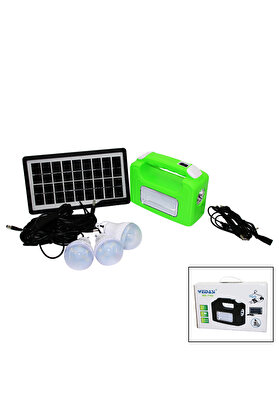Go İthalat Solar Seyyar Panelli̇ Fi̇ş Şarjlı 2İn1 Yatay Oval El Feneri̇ 3 Parça Ampul Powerbank