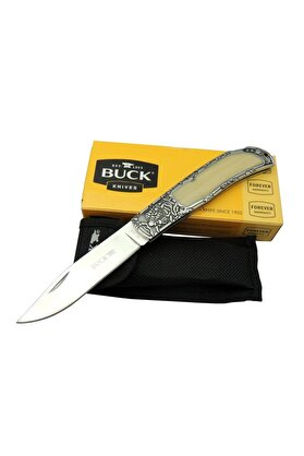 evimdeyokyok Buck Knives BK-009WY Kamp Çakı 23 cm - & Metal Saplı, Kılıflı, Kutulu