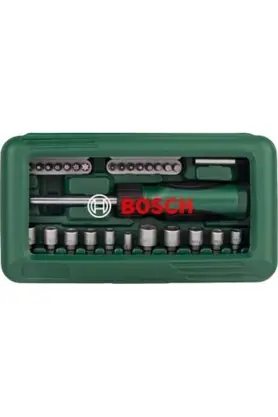 Bosch 46 Parça Cırcır Tornavida Seti Vidalama Seti Lokma Seti + Esnek Bükülebilir Uzatma 30cm