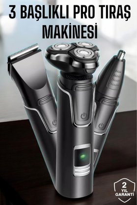 Ucuztekno Yüksek Performanslı 3 Başlıklı Profesyonel Tıraş Makinesi
