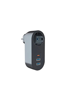 Evi̇mdeyokyok Tekli̇ Akım Korumalı 2 Adet Usb 1 Adet Type-C Gi̇ri̇şli̇ Pri̇z 3400