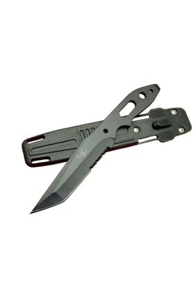evimdeyokyok Fox A13 Siyah, Testereli Outdoor Kamp Bıçak 22 cm - Komple Metal, Kılıflı