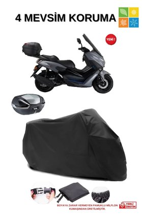 AutoEN Arora MAX-T Easy Arka Çanta Uyumlu SU Geçirmez Siyah Motosiklet Örtüsü