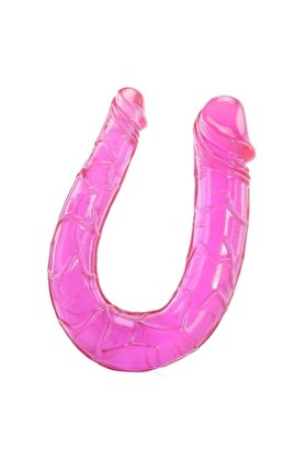 Meyrabest Çi̇ft Başlı Double Mi̇ni̇ Di̇ldo Çi̇ft Taraflı Mor Jel Peni̇s 18 Cm