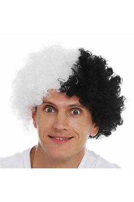Evi̇mdeyokyok Si̇yah Beyaz Kıvırcık Afro Bonus Peruk Taraftar Bonus Saç