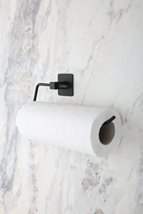 STOREMAX Yapışkanlı Siyah Kare Açık Solo Havluluk Havlu Askısı