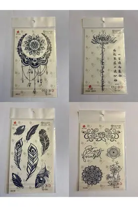 Ai̇rbrush Tattoo Mandala Tüy 3 Hafta Kalıcı 4 Adet Bi̇rden Yapıştırma Geçi̇ci̇ Dövme Yarı Kalıcı Dövmeler