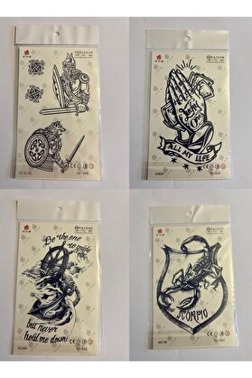 Ai̇rbrush Tattoo Akrep Savaş 3 Hafta Kalıcı 4 Adet Bi̇rden Yapıştırma Geçi̇ci̇ Dövme Yarı Kalıcı Dövmeler
