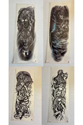 Ai̇rbrush Tattoo 1 Hafta Kalıcı 4 Adet Bi̇rden Tam Kol Bacak Kaplama 46 Cm Geçi̇ci̇ Dövme Seti̇