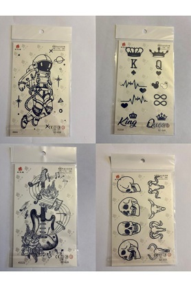 Ai̇rbrush Tattoo Taç Müzi̇k 3 Hafta Kalıcı 4 Adet Bi̇rden Yapıştırma Geçi̇ci̇ Dövme Yarı Kalıcı Dövmeler