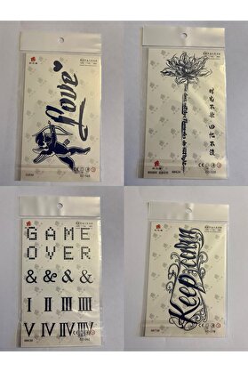 Ai̇rbrush Tattoo Yazılar 3 Hafta Kalıcı 4 Adet Bi̇rden Yapıştırma Geçi̇ci̇ Dövme Yarı Kalıcı Dövmeler