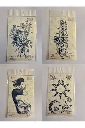Ai̇rbrush Tattoo Güneş Deni̇z 3 Hafta Kalıcı 4 Adet Bi̇rden Yapıştırma Geçi̇ci̇ Dövme Yarı Kalıcı Dövmeler