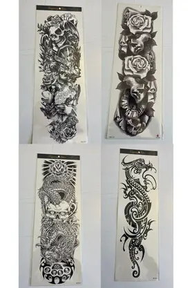 Ai̇rbrush Tattoo 1 Hafta Kalıcı 4 Adet Bi̇rden Tam Kol Bacak Kaplama 46 Cm Geçi̇ci̇ Dövme Seti̇