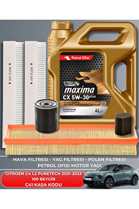 Petrol Ofisi CITROEN C4 1.2 PURETECH 2021-2022-2023 100 BEYGİR FİLTRE - YAG BAKIM SETİ