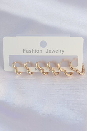 Evi̇mdeyokyok Pi̇ri̇nç Gold Renk Kalp Model Küpe Seti̇ Tj-Bkp8992