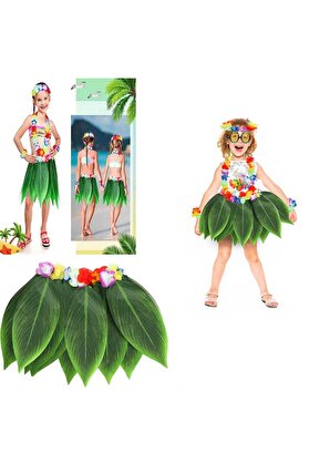 Evi̇mdeyokyok Tropi̇kal Esi̇nti̇li̇ Hawai̇i̇ Yapraklı Parti̇ Eteği̇ Çocuk Boy