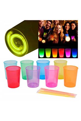 Evi̇mdeyokyok Karanlıkta Yanan Gece Işığı Mega Glow Bardaklar 8 Adet 8.5 X 10.5 Cm