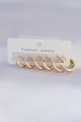 Evi̇mdeyokyok Pi̇ri̇nç Gold Renk Oval Küpe Seti̇ Tj-Bkp8998