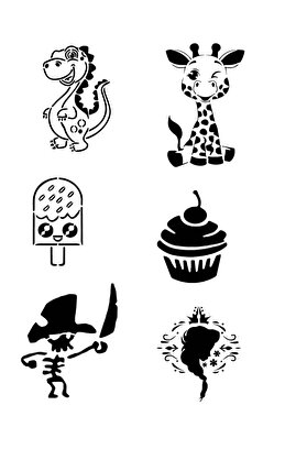 Ai̇rbrush Tattoo Çocuksu Modeller 6 Adet Stenci̇l Dövme Kalıbı Spreysi̇z Sadece Şablon