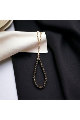 Belleviestore Hematit Doğal Taş Tesbih-Harfli Tesbih-Ahşap Kutulu