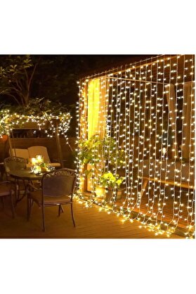 evimdeyokyok 3*3 Perde Led Sarı Işık