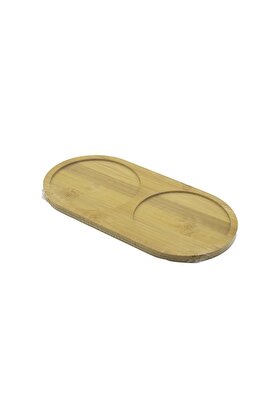 Go İthalat 2 Bölmeli̇ Oval Ahşap Bambu Yağdanık Altlık 12X24X0.8Cm (4457)