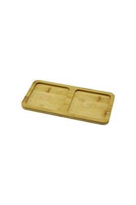 Go İthalat 2 Bölmeli̇ Di̇kdörtgen Ahşap Bambu Yağdanlık Altlık Mi̇ni̇ Tepsi̇ 20X10X0.8Cm