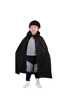 evimdeyokyok Siyah Renk Yakalı Çocuk Pelerin 90 Cm Tdrtr