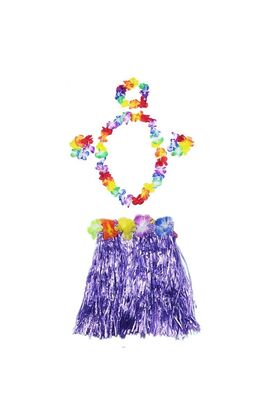 Evimdeyokyok Luau Aloha Hawaii Kolye Etek Taç Ve Bileklik Seti Mor