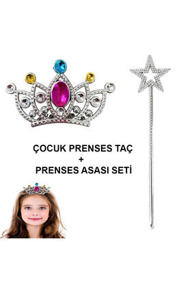 Go İthalat Çocuklar İçi̇n Taraklı Prenses Tacı Ve Prenses Yıldız Asa Seti̇ Gümüş (5258)