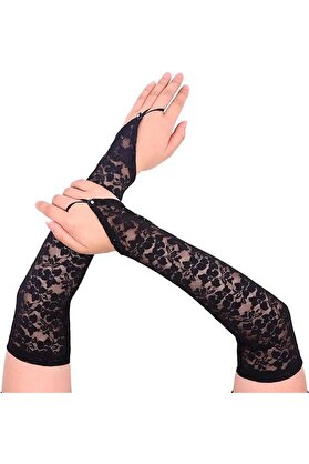 Go İthalat Parmak Askılı Zari̇f Gece Şıklığı Dantel Eldi̇ven 40 Cm (5258)