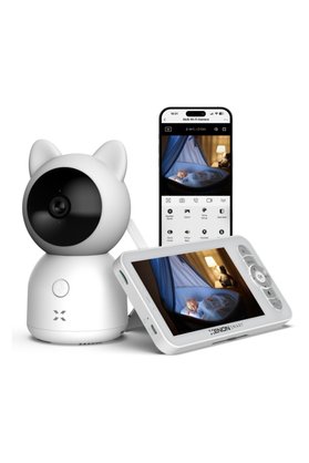 Xenon Smart Akıllı Bebek Kamerası 3MP 5" LCD Monitör 360° Mobil Kontrol Ninni Hareket Algılama Gece Görüş Telsiz