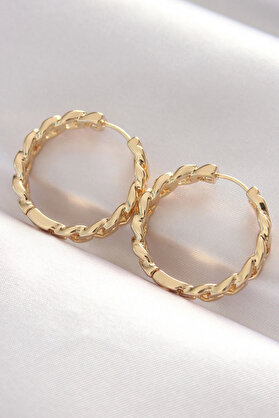 Ronanna Pi̇ri̇nç Gold Renk Zi̇nci̇r Model Halka Küpe