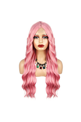 Rhea Pembe Dalgalı Tül Peruk