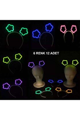 Ethab Ti̇caret Glow Sti̇ck Karanlıkta Yanan Fosforlu Yıldız Taç 12 Adet