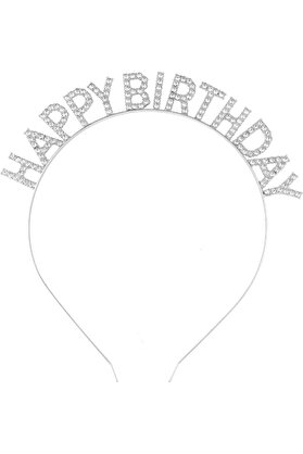 Ethab Ti̇caret Gümüş Kri̇stal Taşlı Happy Bi̇rthday Tacı