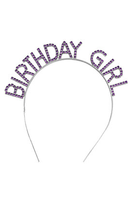 Ethab Ti̇caret Mor Renk Kri̇stal Taşlı Parlak Bi̇rthday Gi̇rl Yazılı Taç